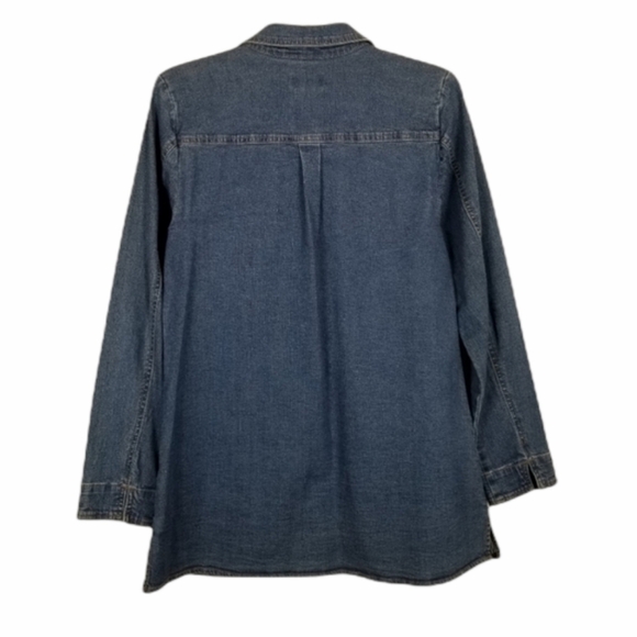 Denim&Co Denim Jean Button Tunic Shirt Pockets Long Sleeve Vintage Size Small - Picture 7 of 9